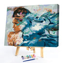 Girl and Dolphin Oil Paint By Numbers DIY Acrylic Painting on Canvas Drawing Kit