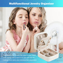 Travel Jewelry Case Waterproof PU Leather Double Layer Organizer (White)