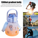 1.3L Large-capacity Water Bottle Outdoor Sports Gradient Cup (Blue Orange) Newly