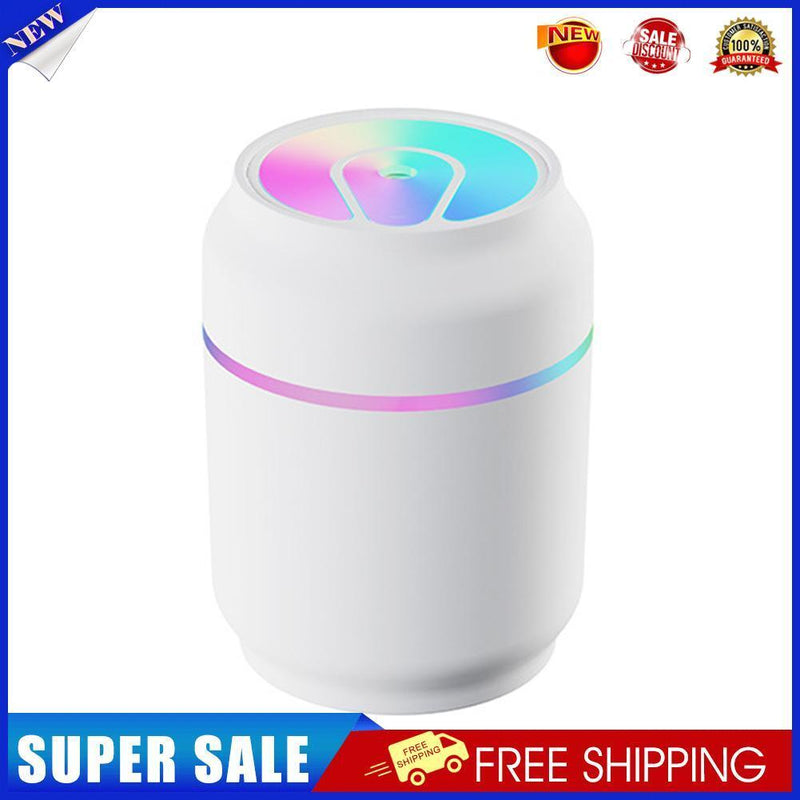 Can Air Humidifier Diffuser Electronic Colorful LED Spray Purifier (White)