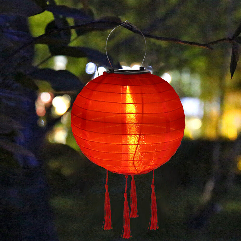 Solar Lantern Lamp Waterproof Nylon Hanging Light Outdoor Festival Decorati