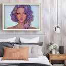 5D DIY Purple Hair Girl Special Shape Diamond Painting Rhinestone Picture