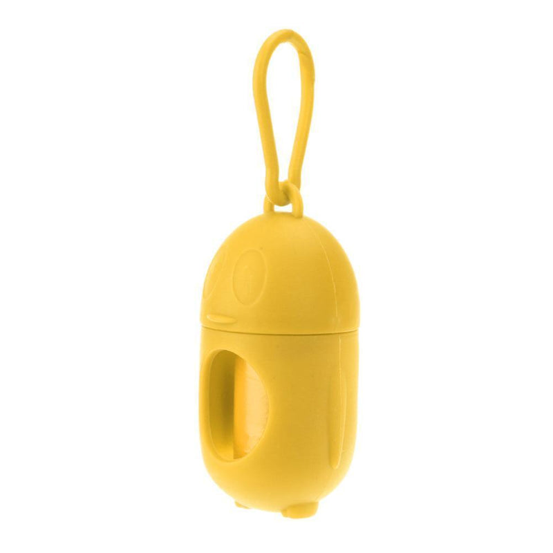 Penguin Pill Shape Pet Dog Poop Bag Dispenser Waste Garbage Bag Set (Yellow
