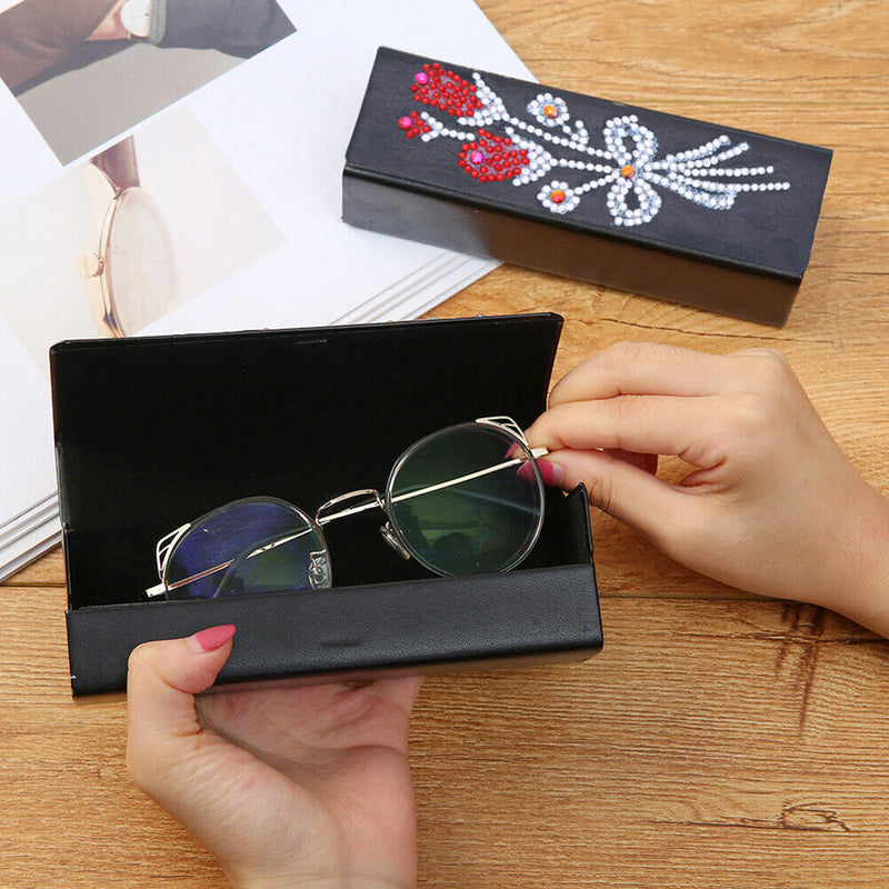 DIY Diamond Painting Leather Sunglasses Storage Box Eyeglasses Holder Organizer