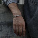 Fashion Retro Alloy Men Twisted Bracelet Handmade Male Opening Bangles