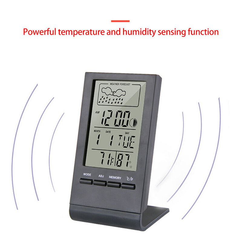CX-220 Digital Thermometer Hygrometer Alarm Clock Weather Station (Black)