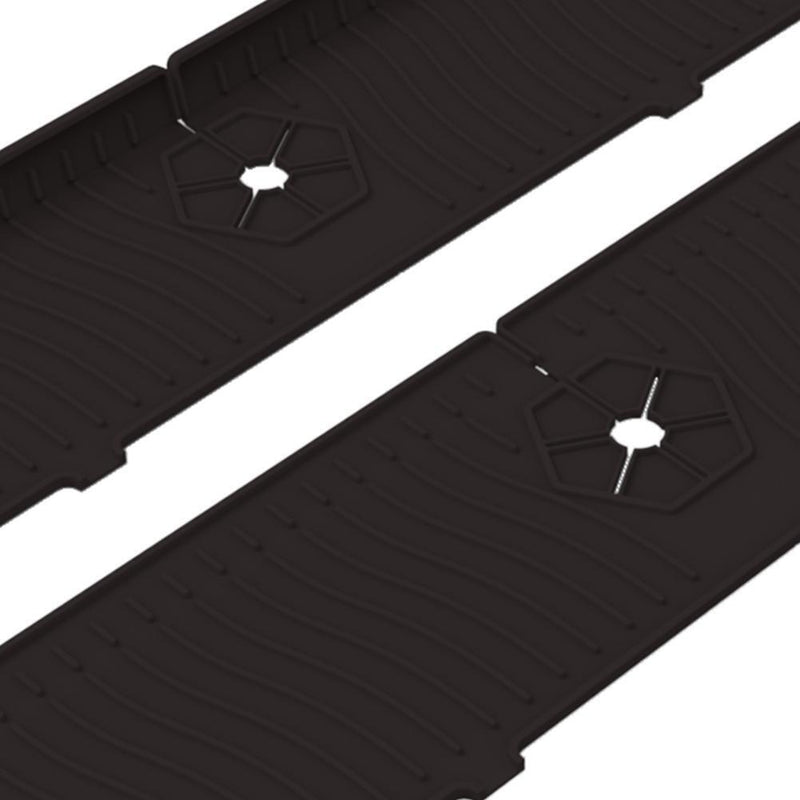 Silicone Faucet Absorbent Draining Mat Splash Guard Water Catcher (Black)