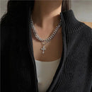 Party Hip-hop Double-layer Cross Pendant Necklace Cross Shape Clavicle Chain