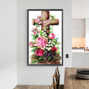 Diamond Painting Kit Flower Cross Full Square Drill Rhinestone DIY Decorati