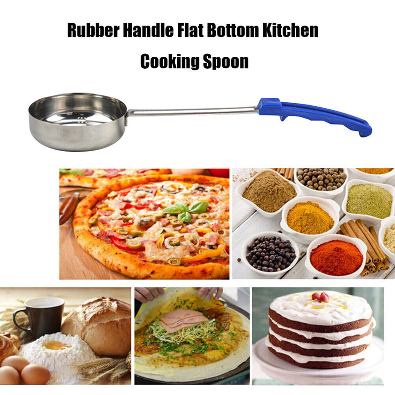Pizza Spread Sauce Ladle Flat Bottom Kitchen Cooking Spoon (Blue 8 Ounce)