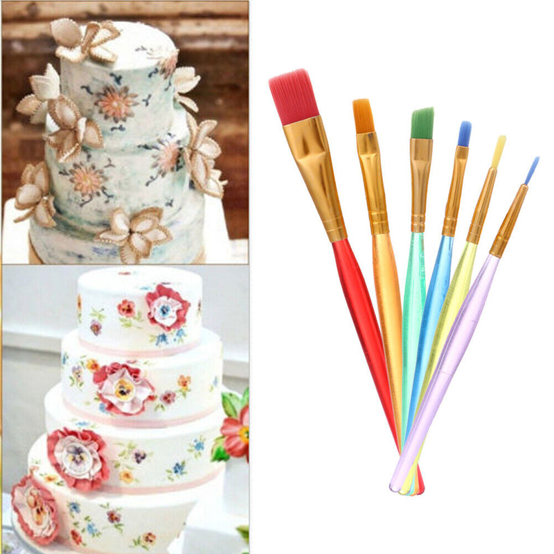 6pcs DIY Tool Pen Cake Icing Decorating Painting Brush Fondant Sugar Craft Newly