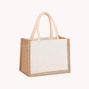 Burlap Tote Shopping Bag Reusable Grocery Storage Organizer Handbags (L)