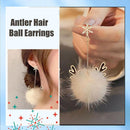 Fashion Antler Hair Ball Ear Hook Charm Simple Earrings Xmas Women Jewelry Gift`