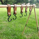 Outdoor PU Leather Hook Camp Hiking Clothes Storage Hanger Holder (4pcs) Newly