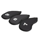 10pcs Golf Head Cover Club Iron Putter Head Protector Set Neoprene Black