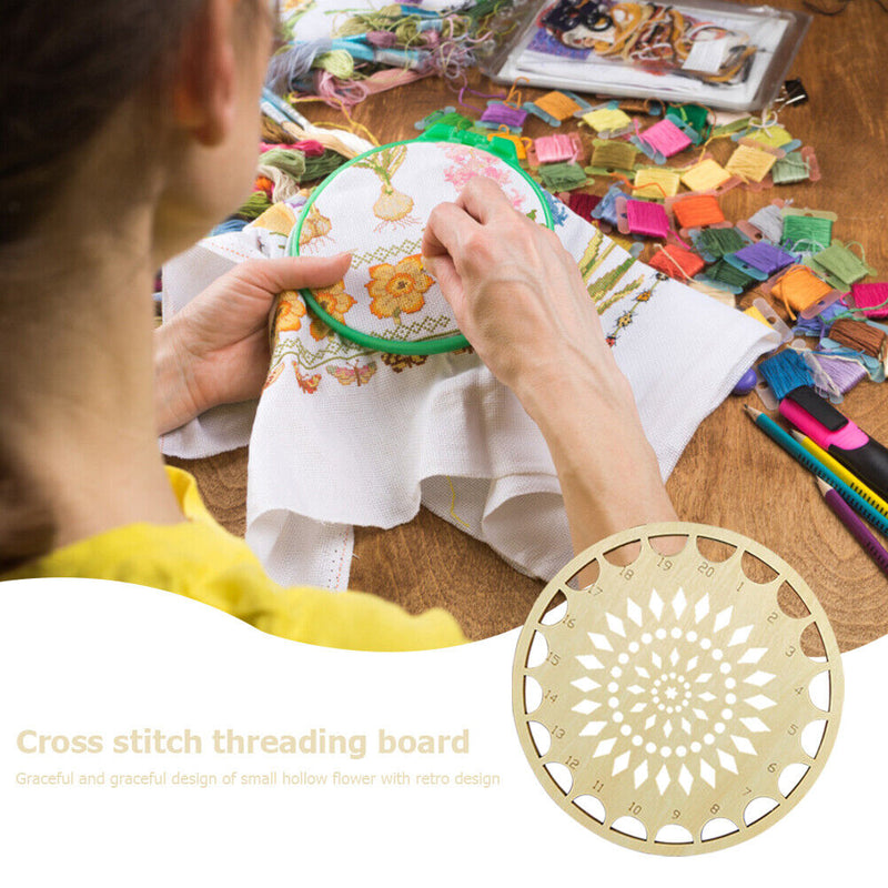 Hollow Wooden DIY Embroidered Thread Board Home Cross Stitch Needle Hoop Boar