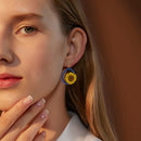 Ukraine Sunflower Acrylic Geometric Shape Dangler Eardrop Jewelry Accessories