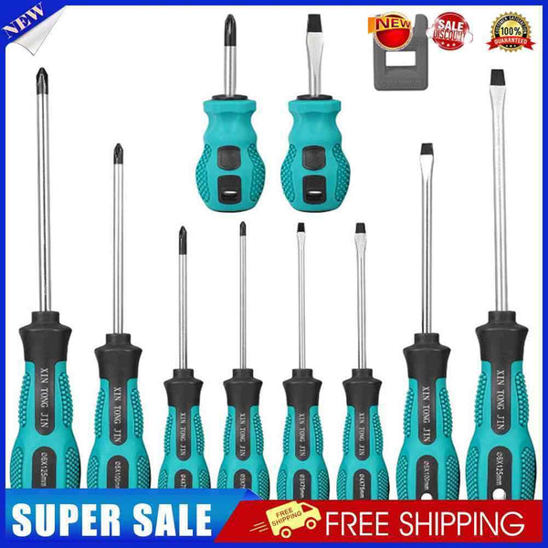 10x Multipurpose Screwdriver Set Phillips Slotted PP Handle Repair Screw Driver
