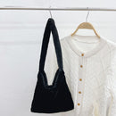 Women Faux Fur Solid Color Handbags Large Capacity Shoulder Bags (Black)