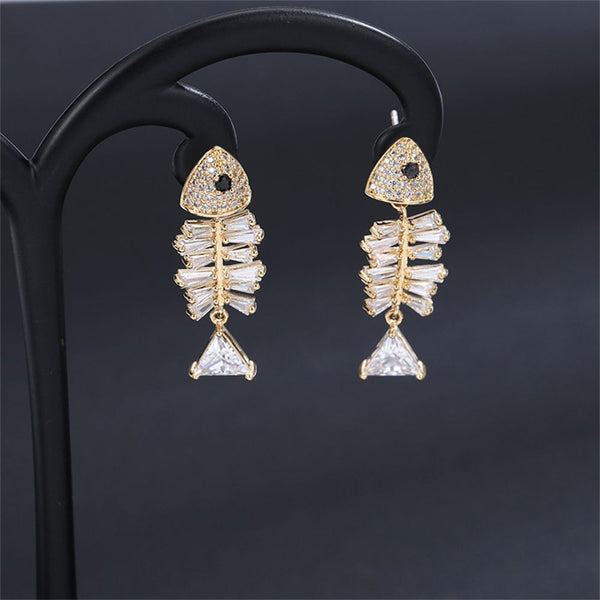 Drop Zircon Elegant Stud Earrings Rhinestone Ear Stud Ear Clip Fish Earrings