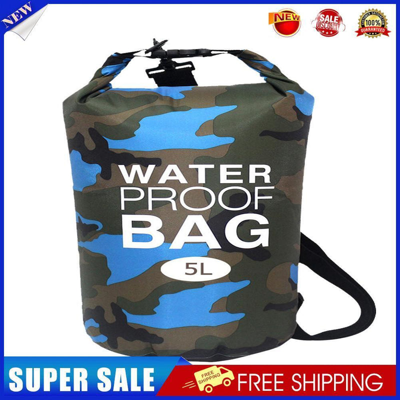Waterproof Swimming Bag Camouflage Outdoor Camping Dry Sack (5L Light Blue)