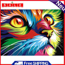 Cat Looking Up Full Round Rhinestone Picture DIY 16x12"" Home Decoration Kit