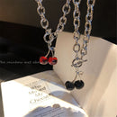 Gothic Punk Stainless Steel Necklace Cherry Pendant Hip Hop Clavicle Chain
