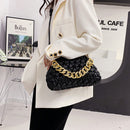 Women PU Leather Shoulder Bags Lady Metal Chain Diamond Lattice Bag Purse Bag