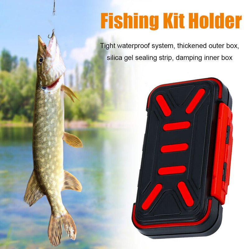 Fishing Waterproof Fish Tackle Box Double-Side Hook Bait Case (Black Red M)