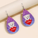 Women Teardrop Earrings Jewelry Valentine Dog Love Holiday Jewelry Accessory
