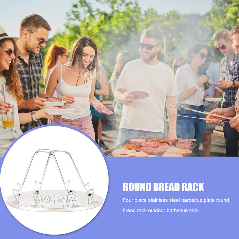 4 Slice Outdoor Camping BBQ Toaster Tray Foldable Bread Toast Rack Grill Newly