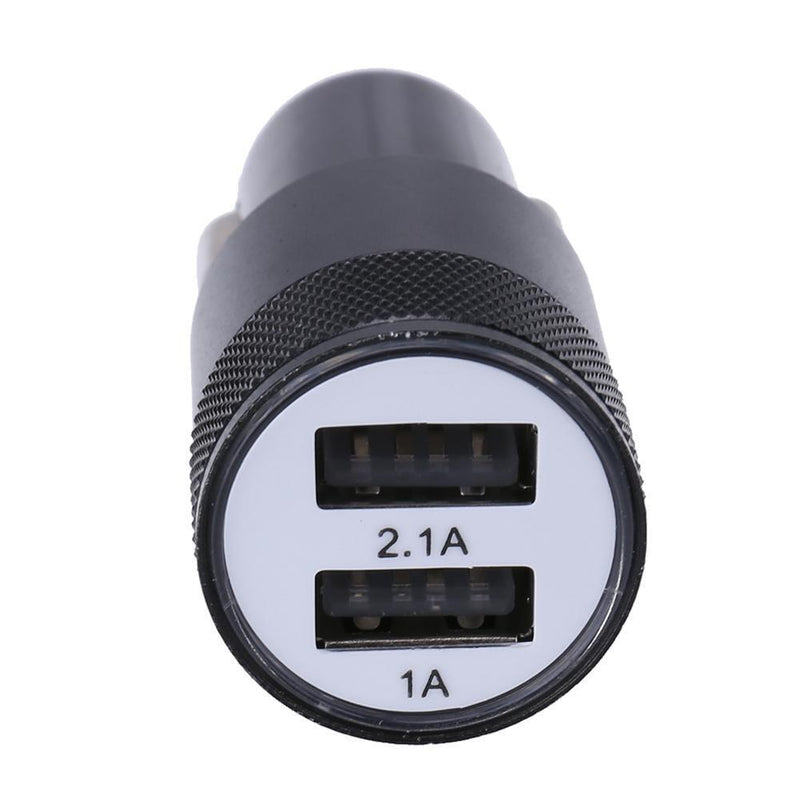 Metal Dual USB 2.1A Car Cigarette Lighter Adapter Charger(Black) Newly