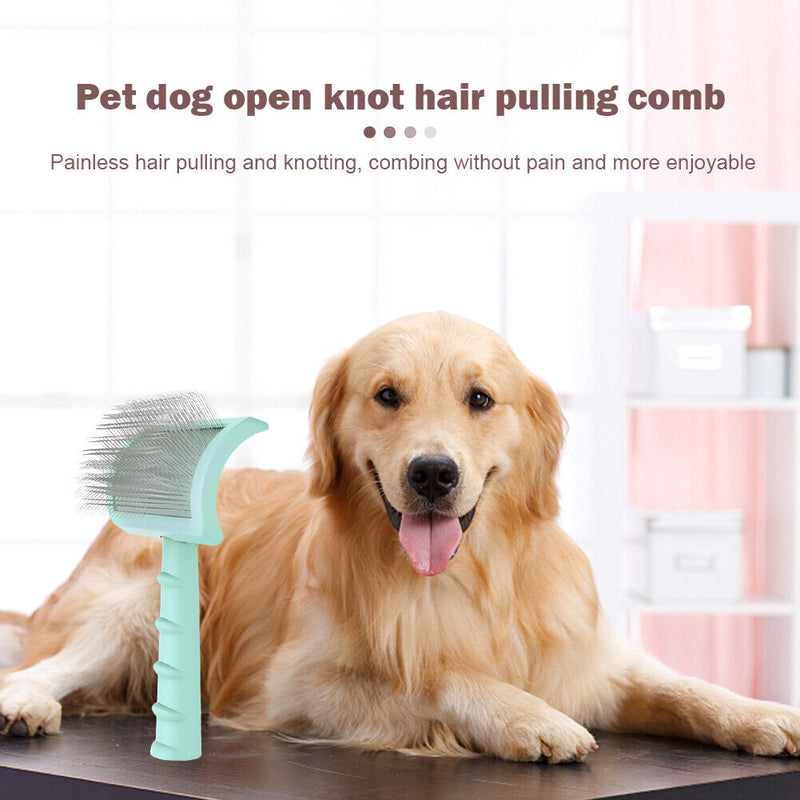 Pet Grooming Comb Shedding Needle Brush Dog Cat Undercoat Dematting (Green)