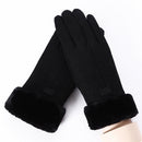 Fashion Women Cute Suede Gloves Autumn Winter Thickened Warm Full Finger Center