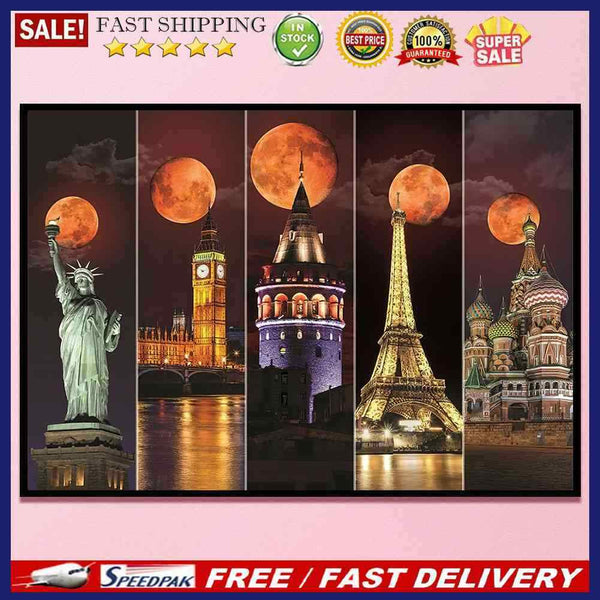 World Famous Places Full Cross Stitch 14CT Cotton Thread Printed Embroidery Kits