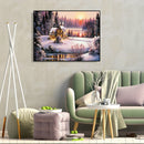 Painting By Numbers Kit DIY Snow House Hand Painted Canvas Oil Art Picture