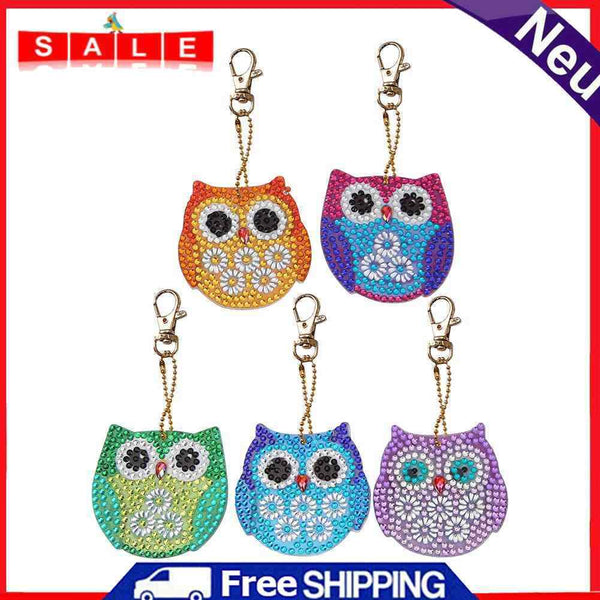 5pcs DIY Bird Full Drill Special Shaped Diamond Painting Keychains Girls Gifts