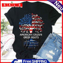 Independence Day American Tree Print Tea T-Shirt (Black XL)