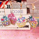 4pcs/set DIY Diamond Painting Keychain Full Drill Rhinestone Cake Shape Pendant