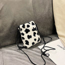 Cute Plush Drawstring Shoulder Bag Women Fluffy Messenger Street Mini Clutches