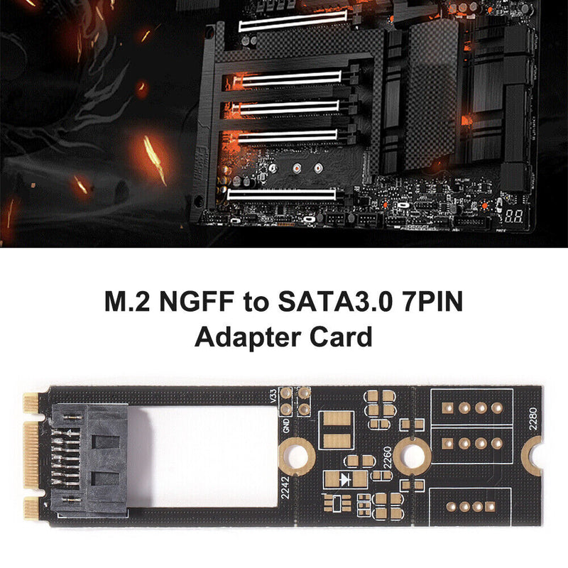 M.2 B-M Key NGFF to SATA3.0 7-Pin Adapter Card for 2242 2260 2280 SDD Connector