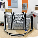 Female Lattice Pattern Armpit Bag Solid Color Large Capacity Tote Shoulder Bag
