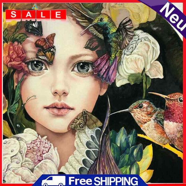5D Diamond Painting Flower Bird Girl DIY Full Drill Round Rhinestone Home Decor