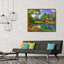 Painting By Numbers Kit DIY Lakeside Cottage Canvas Oil Art Picture Ornaments