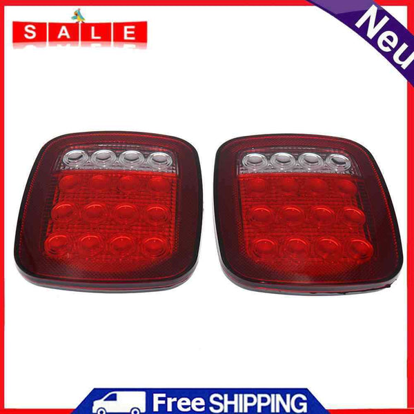 16LED Square Turn Signal Stop Tail Lights for Jeep Wrangler JK TJ CJ YJ 2 Pack
