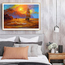 Full Round Drill Diamond Painting Sunset Boat Pictures Handiwork Art Mosaic K
