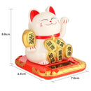 Chinese Lucky Cat Wealth Waving Shaking Hand Fortune Welcome Craft (White)