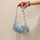 Fashion Women Underarm Bag Solid Color Nylon Chain Shoulder Bag Lady Handbag