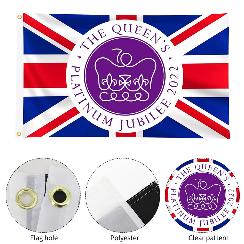 Queen Platinum Jubilee Flag - Union Jack Flag Featuring Her Majesty The Queen