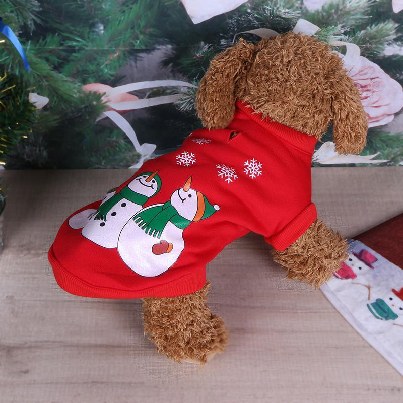 Christmas Dog Pullover Costume Santa Snowman Coat Pet Clothes(Red)(S)